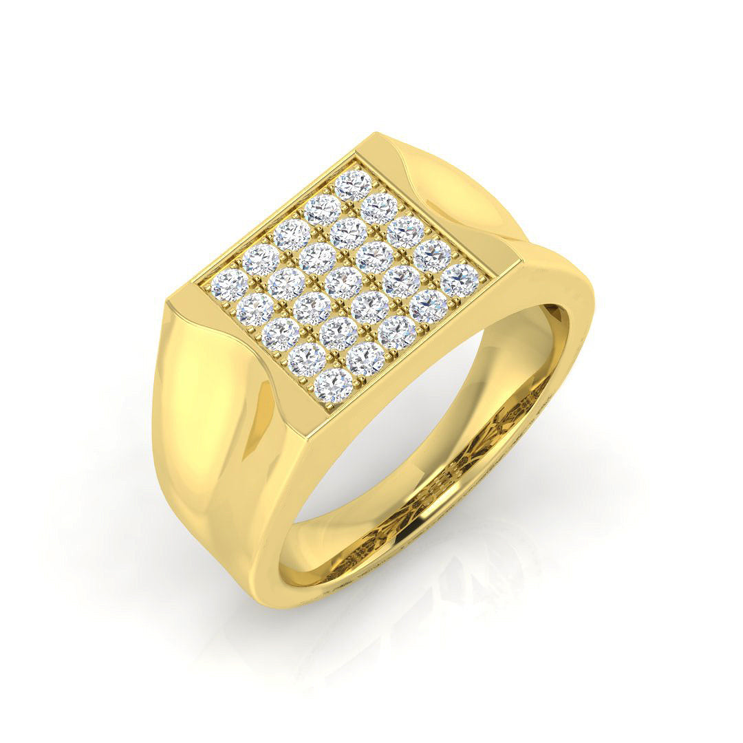 Men’s Diamond Pave Set Signet Ring in Gold & Platinum | Luxury Jewelry for Him