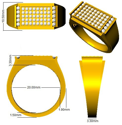 Gold Men’s Lab Grown Diamond Ring UK with luxury pavé design
