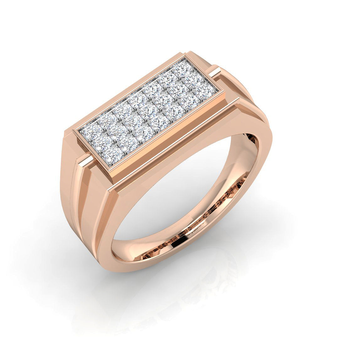 Men's Diamond Signet Ring | Gold & Platinum | Pave Set Diamonds