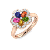 Multi Sapphire Diamond Floral Ring 1.25ct | Colour Gem Ring