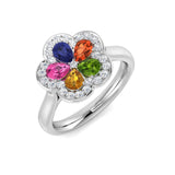 Multi Sapphire Diamond Floral Ring 1.25ct | Colour Gem Ring