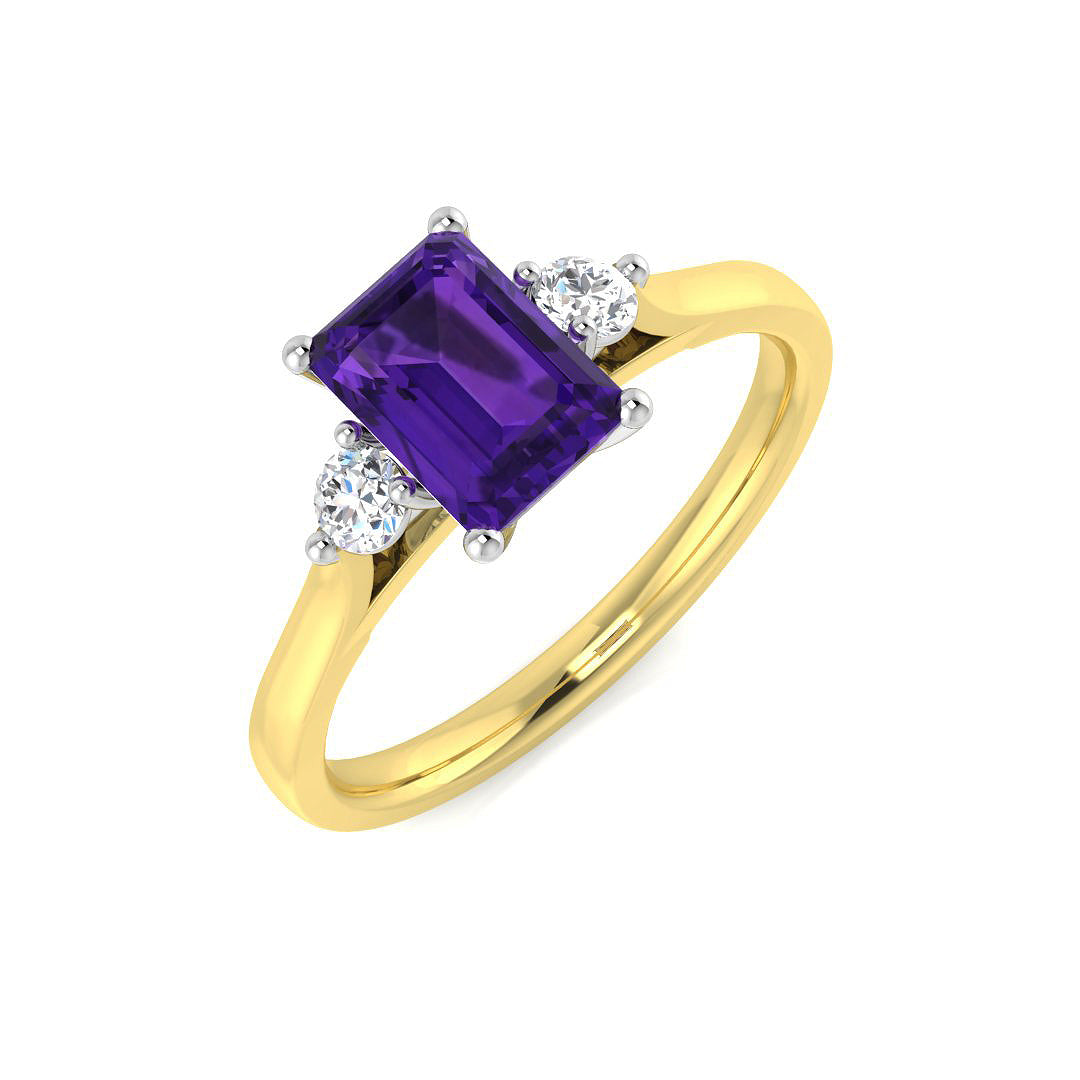 Emerald Cut Amethyst Engagement Ring