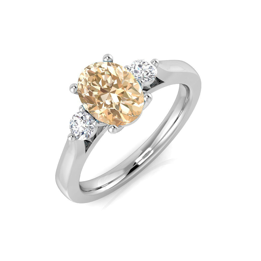 Oval Morganite Diamond Ring | Lab & Natural Diamonds | Hallmarked