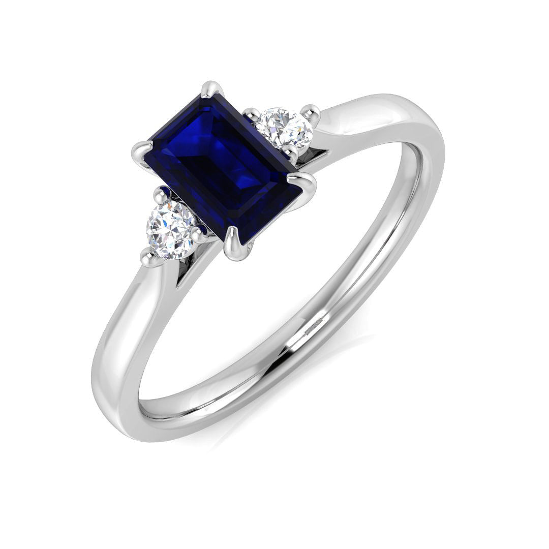 Emerald Cut Blue Sapphire Ring