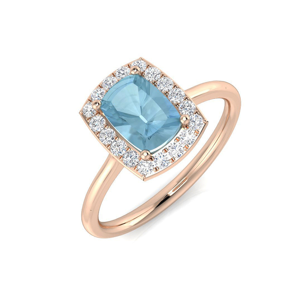 Luxury Aquamarine Halo Engagement Ring UK