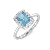 Solitaire Aquamarine Halo Engagement Ring with Diamonds
