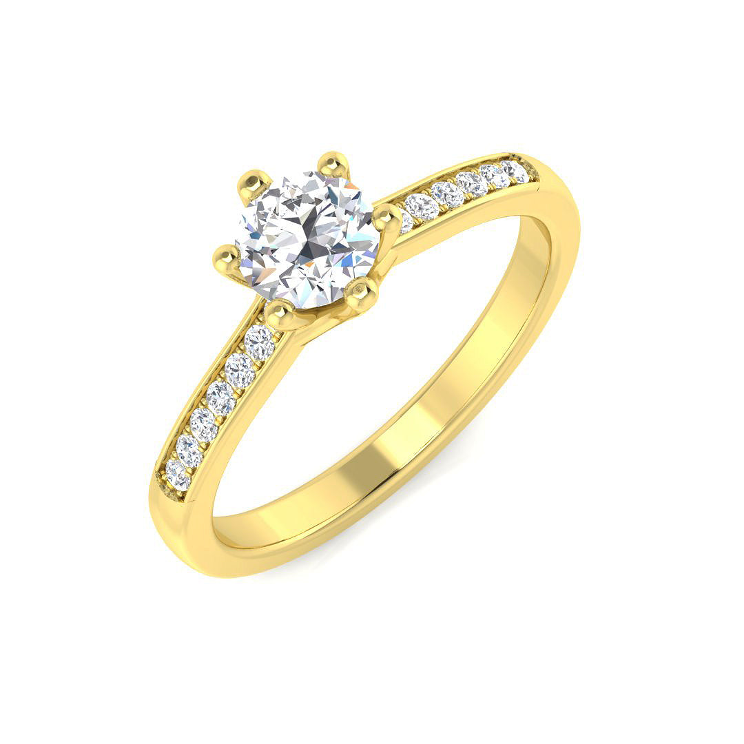 Lab-Grown Diamond Engagement Ring | Round Brilliant Cut with Side Diamonds