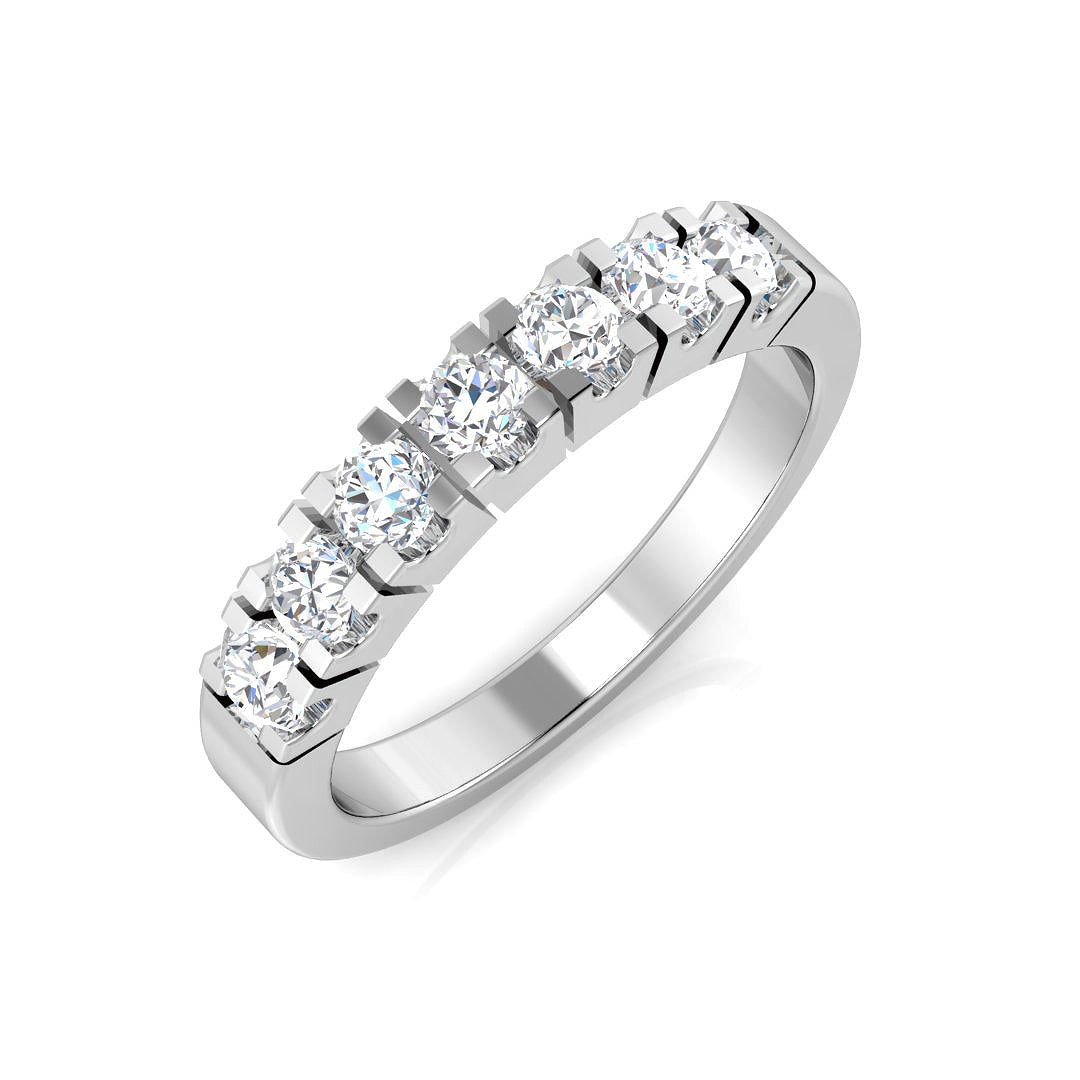 7-Stone Natural Round Cut Diamond Ring Prong-Set