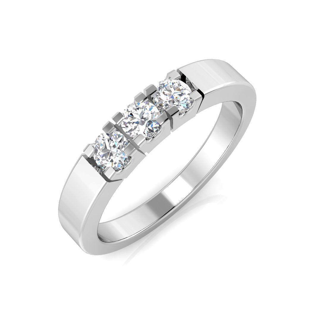 Men’s Three Stone Round Diamond Band Ring | 0.20ct | Hallmarked Gold & Platinum