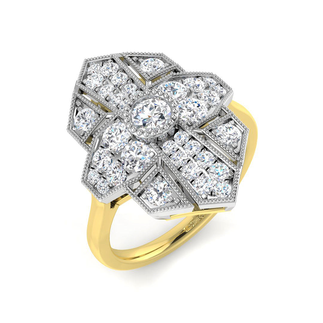 Lab-Grown Diamond Vintage Ring | 1ct | Hallmarked Gold & Platinum