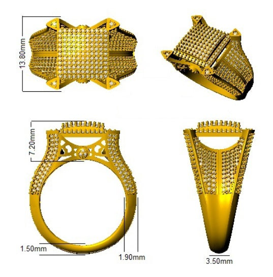 Luxury men’s diamond ring with geometric design
