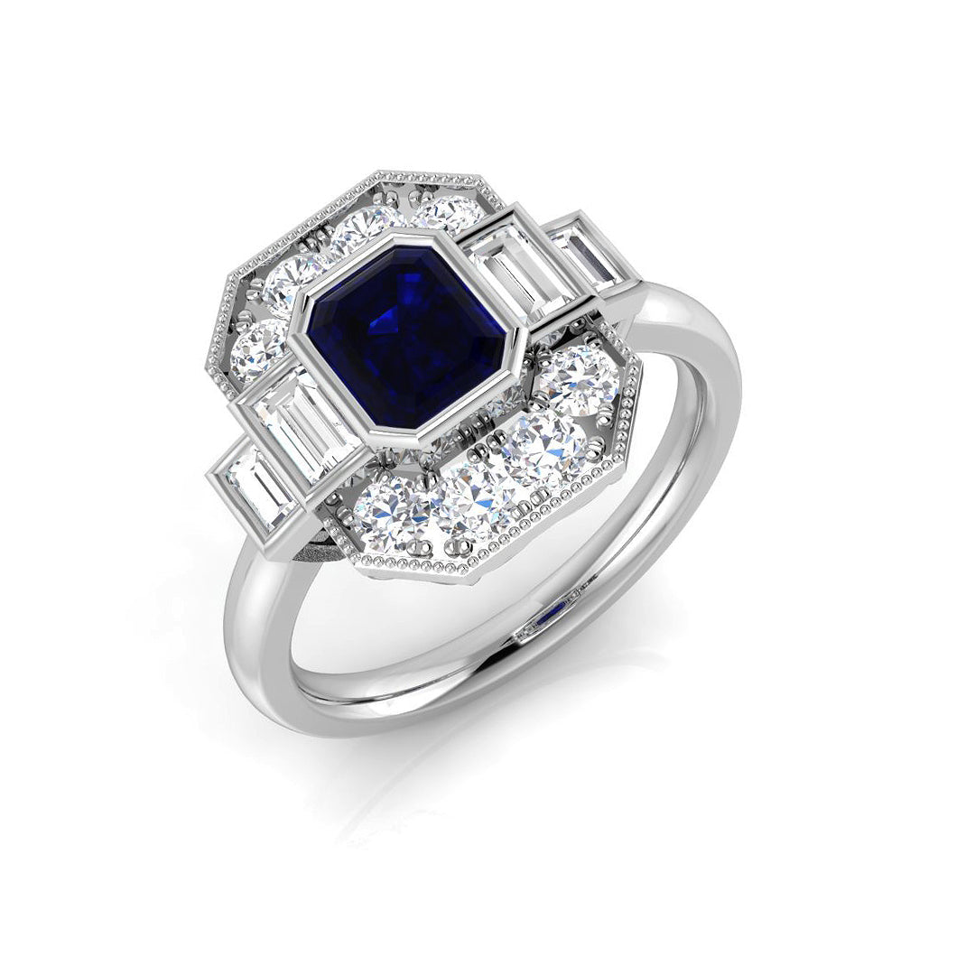 Diamond Finchley Blue Sapphire Ring | 1.5ct - 1.75ct