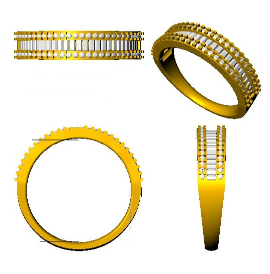 Lab-Grown Diamond Baguette & Round Brilliant Cut Half Eternity Ring | 0.3ct - 6ct