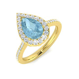 Pear Cut Aquamarine Halo Ring for Women