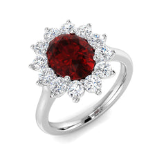 3.20Carat D-E/VS Lab Grown Ruby & Diamond Engagement Ring 9k White Gold Ready To Ship