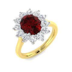 3.20Carat D-E/VS Lab Grown Ruby & Diamond Engagement Ring 9k Two Tone Ready To Ship