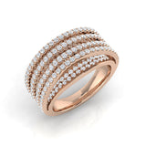 3.0Ct Yellow Gold Wide Criss-Cross Diamond Statement Ring