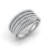 3.0Ct Yellow Gold Wide Criss-Cross Diamond Statement Ring