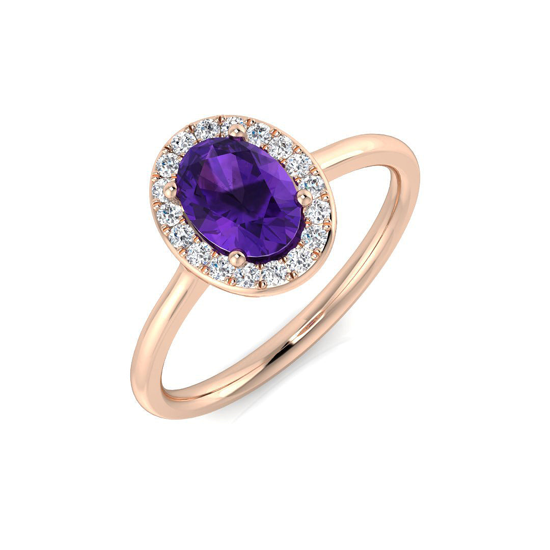Amethyst Oval Cut Halo Ring in White Gold