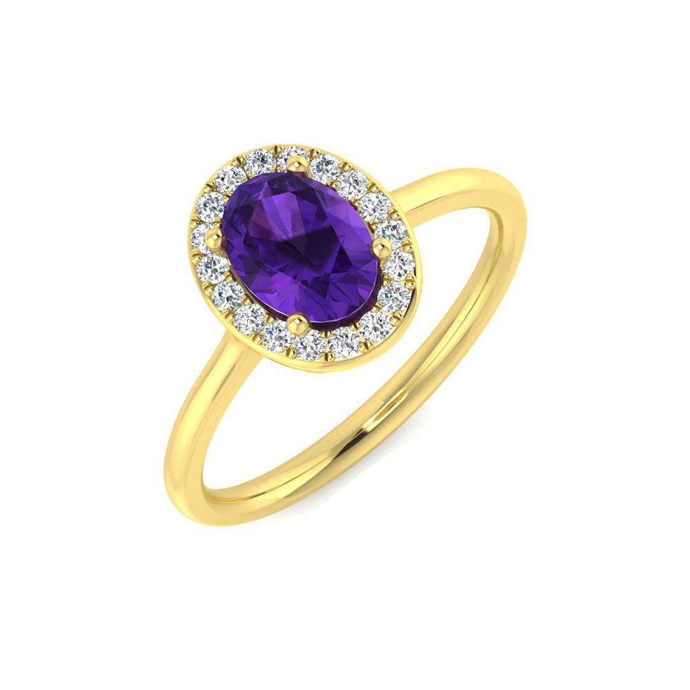 Vintage Amethyst Oval Cut Halo Ring