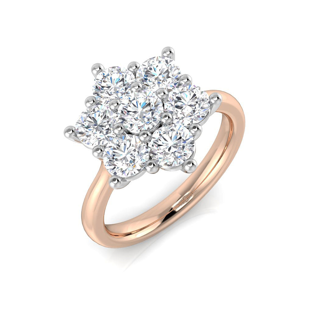 Lab-Grown Round Diamond Cluster Flower Ring | 0.2-3ct | Natural & Lab Diamond