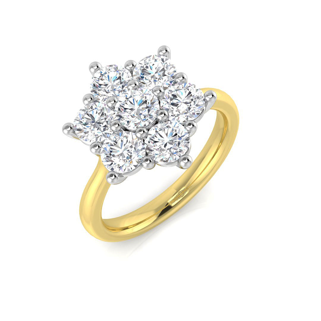 Lab-Grown Round Diamond Cluster Flower Ring | 0.2-3ct | Natural & Lab Diamond