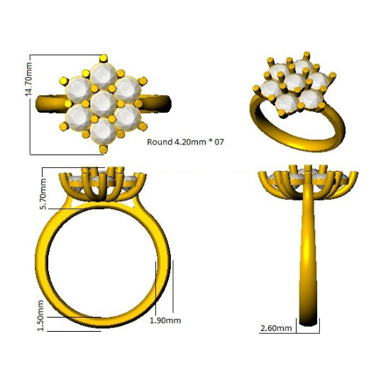 2.00Carat D-E/VS Lab Grown Diamond 6-10 Stone Wedding Ring 9k Yellow Gold Ready To Ship