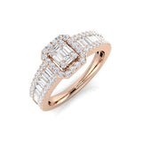 Baguette & Round Diamond Halo Style  Multi-Stone Engagement Ring | 0.5ct - 1.75ct