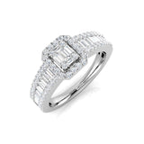 Baguette & Round Diamond Halo Style  Multi-Stone Engagement Ring | 0.5ct - 1.75ct