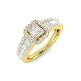 Baguette & Round Diamond Halo Style  Multi-Stone Engagement Ring | 0.5ct - 1.75ct