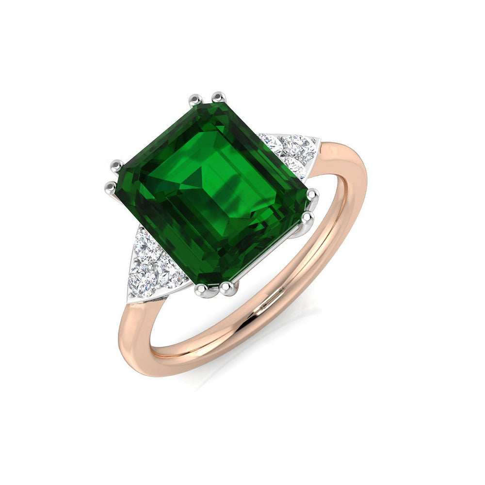 Luxury Square Emerald Diamond Trilogy Ring