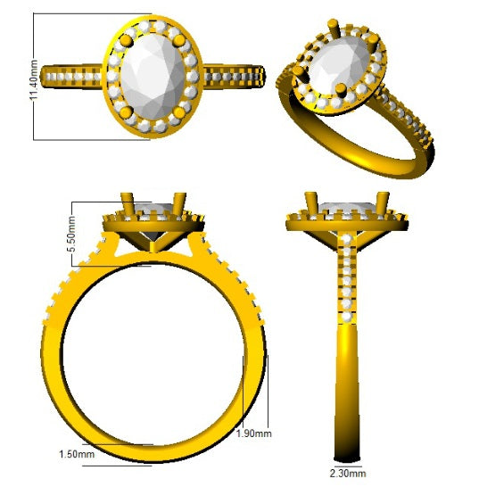 Morganite Diamond Halo Engagement Ring | Oval Morganite | 1.25ct - 4.5ct