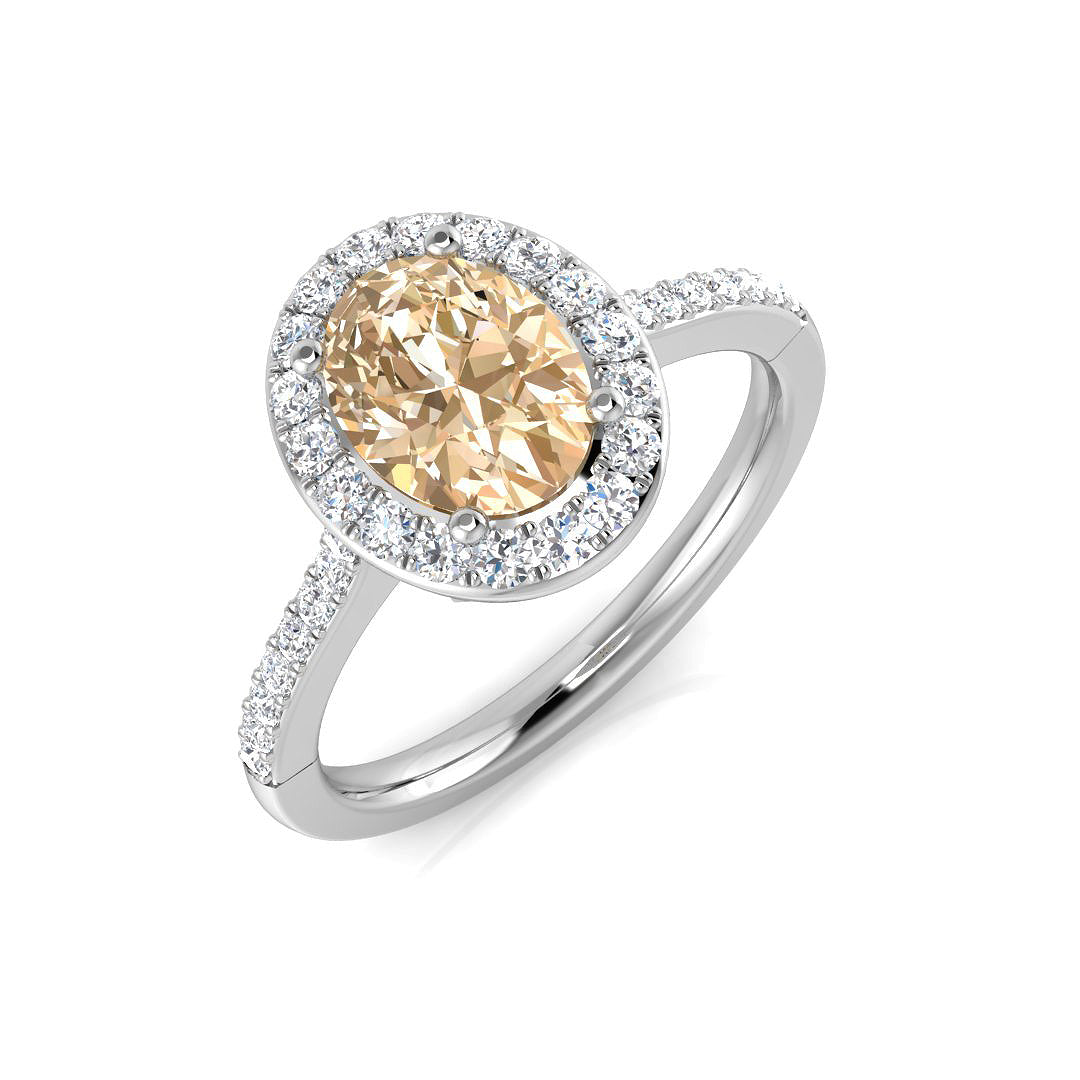 Morganite Diamond Halo Engagement Ring | Oval Morganite | 1.25ct - 4.5ct