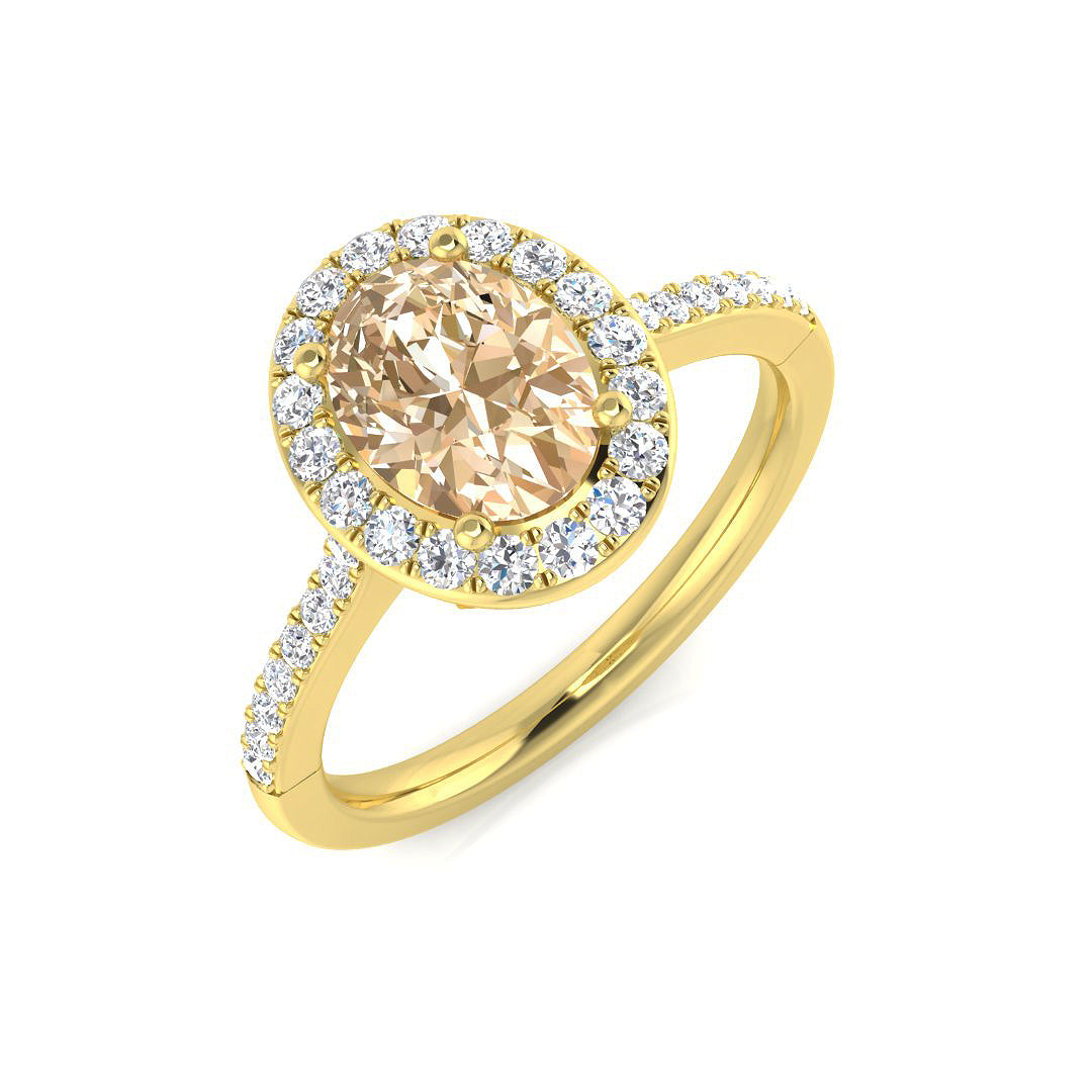 Morganite Diamond Halo Engagement Ring | Oval Morganite | 1.25ct - 4.5ct