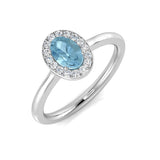 Aquamarine Gemstone Halo Ring with Natural Diamonds