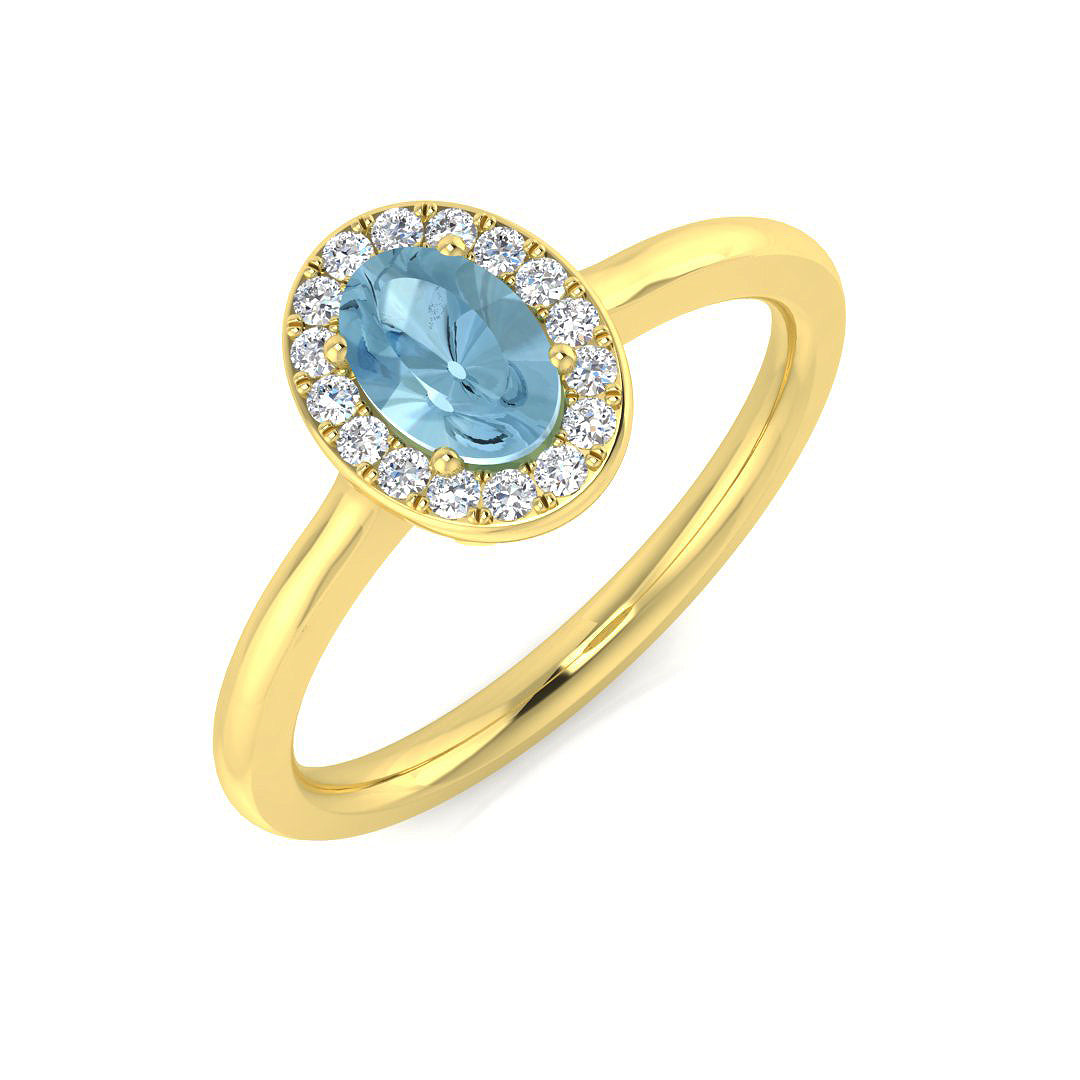 Oval Aquamarine Halo Ring in White Gold