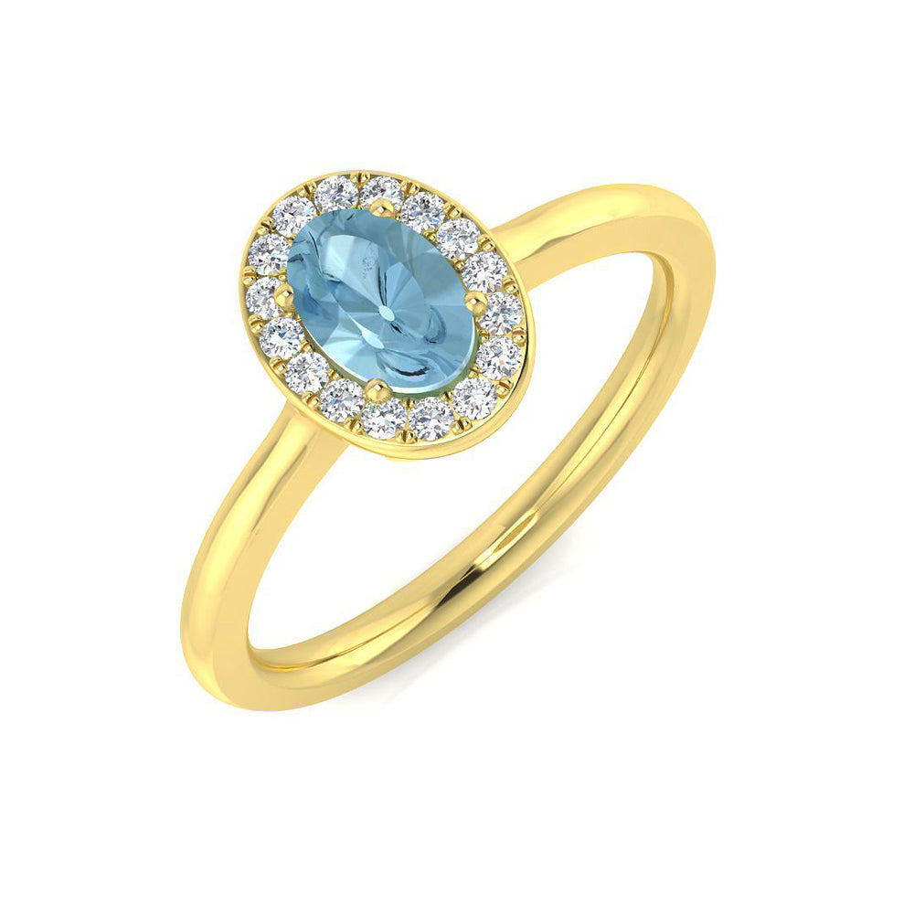 Oval Aquamarine Halo Ring in White Gold