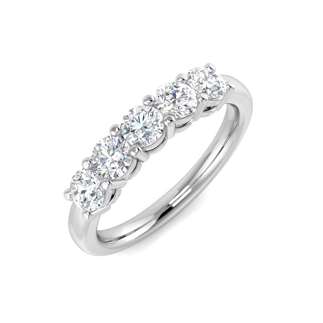 1.10Carat DE/VS Lab Grown Diamond 5 Stone Ring 950 Platinum Ready To Ship