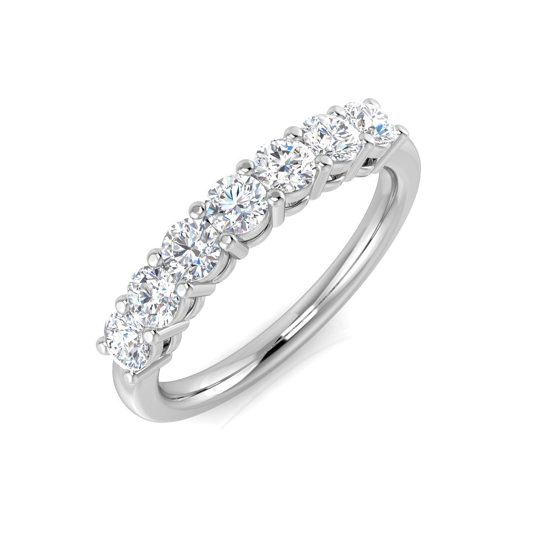 1.00Carat D-E/VS Lab Grown Diamond 6-10 Stone Wedding Ring 9k White Gold Ready To Ship