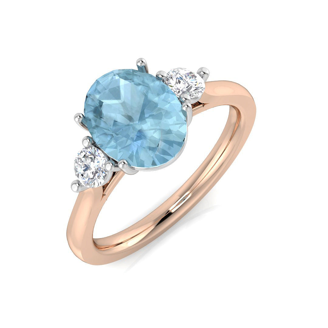 Luxury Oval Cut Aquamarine Engagement Ring