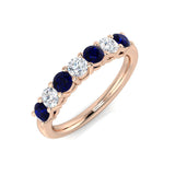 Blue Sapphire Seven Stone Anniversary Ring