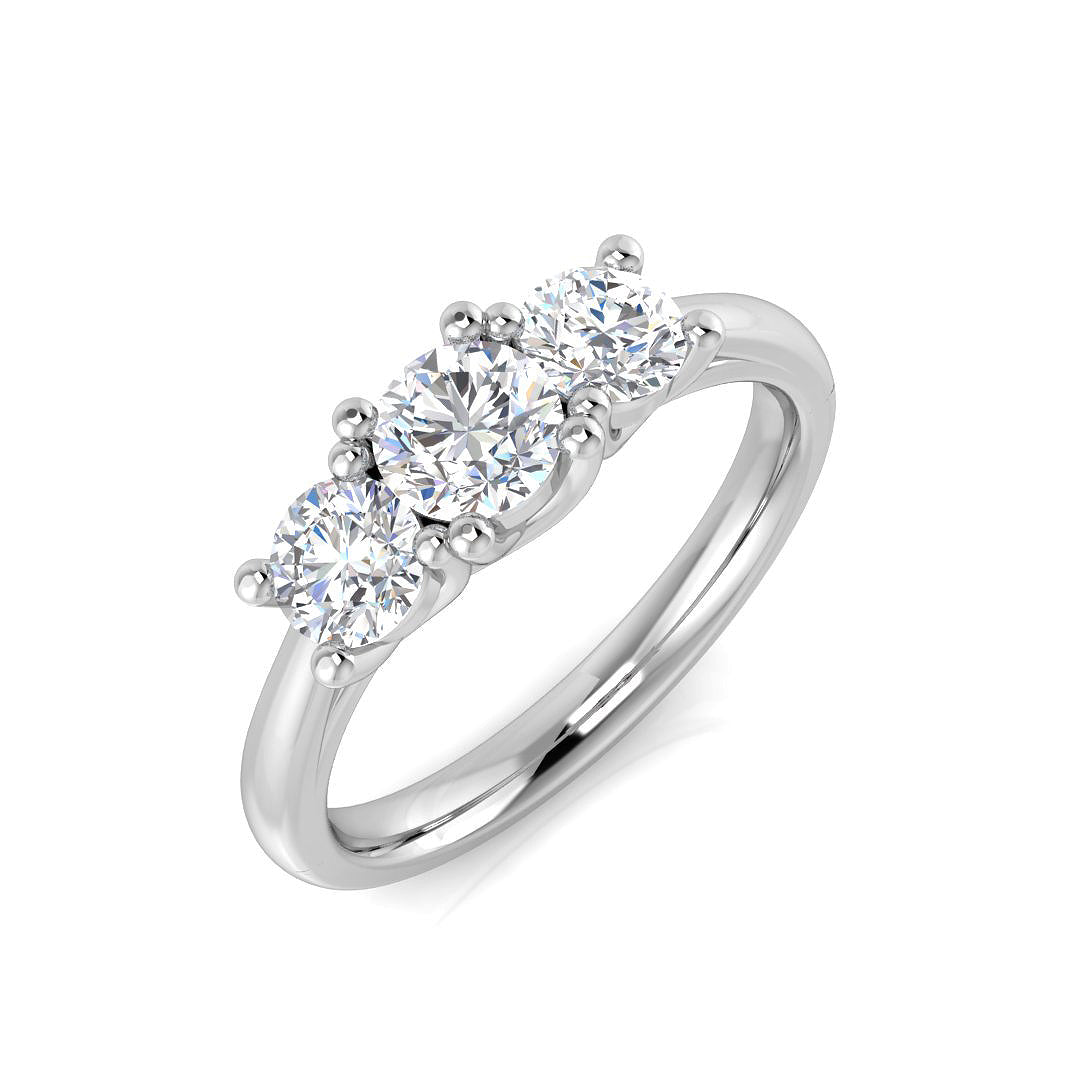 0.50-2.00ct Lab Grown D/VVS Round Cut Diamond 3-Stone Ring.