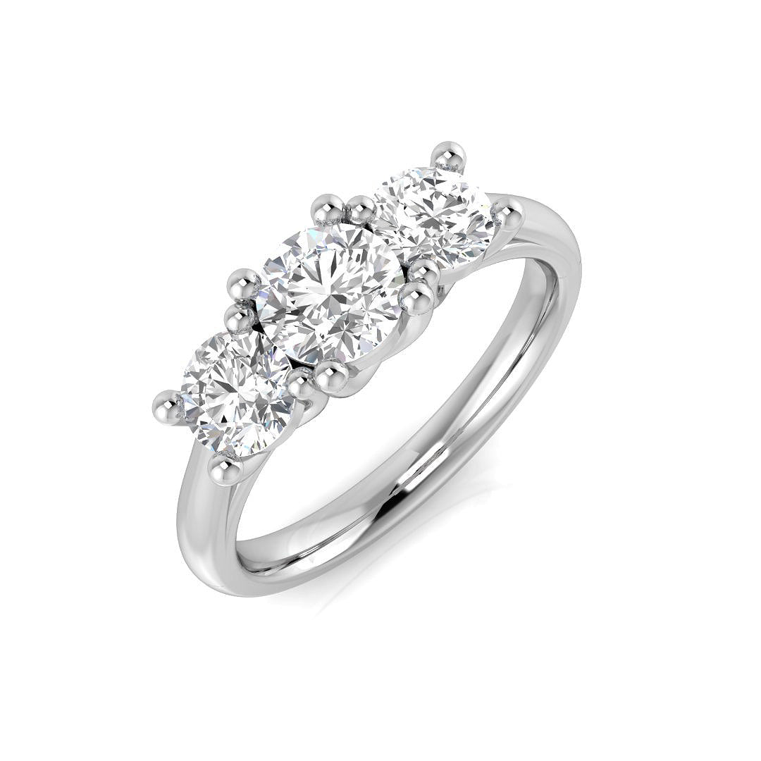 1.40Carat DE/VS Lab Grown Diamond 3 Stone Ring 950 Platinum Ready To Ship