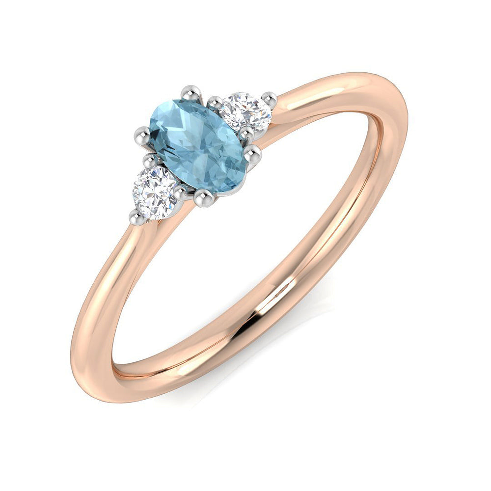 Aquamarine Diamond Side Stone Ring