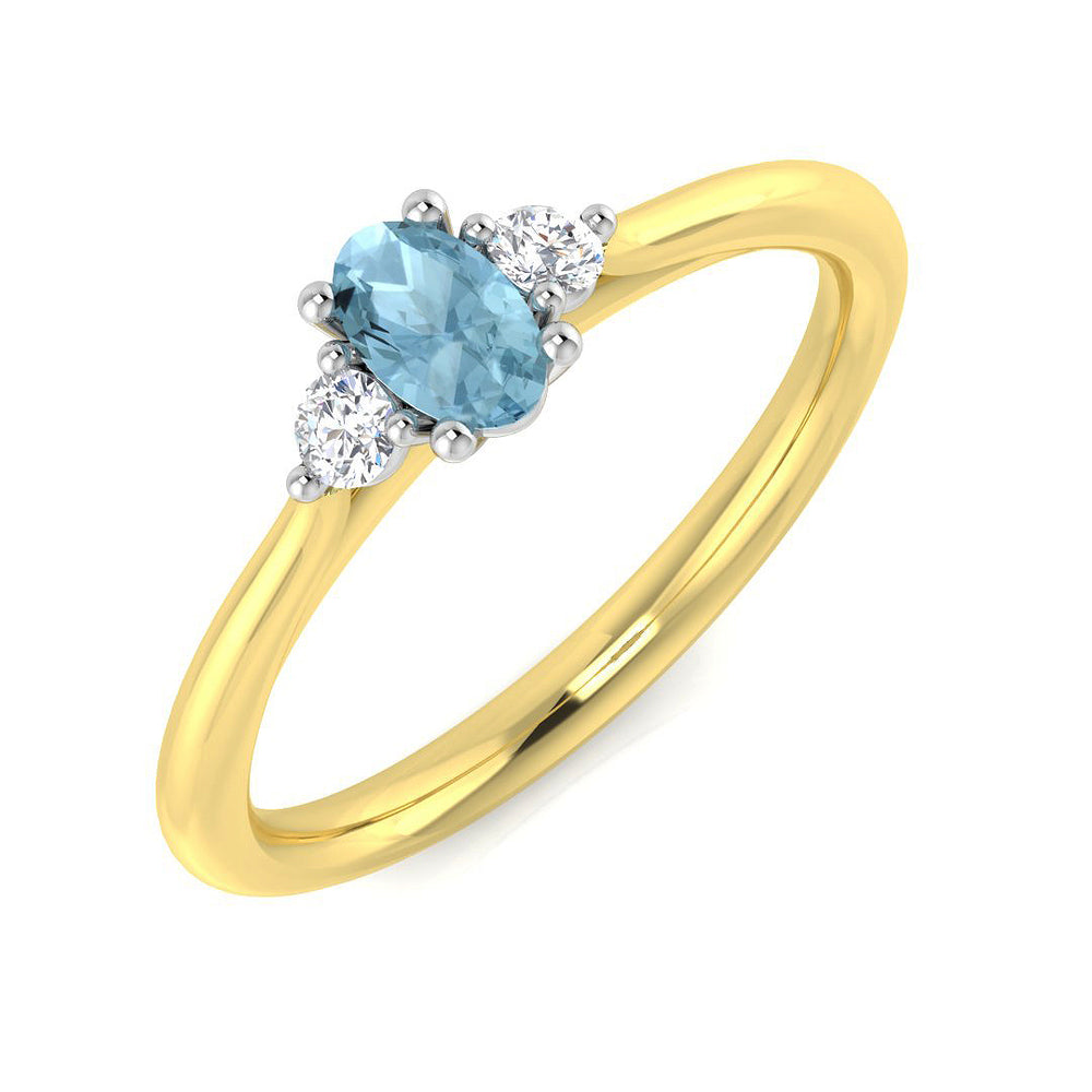 Three Stone Aquamarine Ring UK
