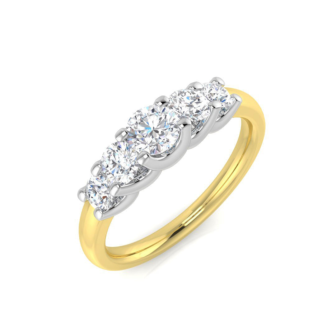 5-Stone Ring Lab Grown Diamond 0.70-0.94ct D/VVS Round Cut