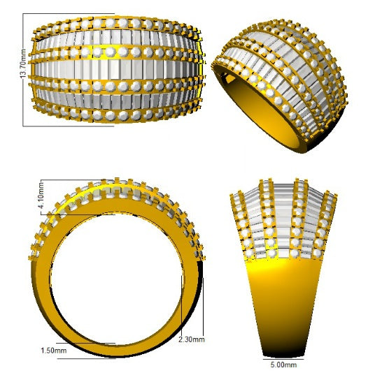 Lab-Grown Diamond Baguette & Round Brilliant Cut Half Eternity Ring | 1.5ct - 2.25ct