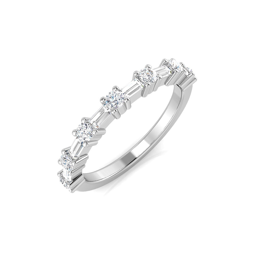 Baguette Cut Half Eternity Ring 0.44Ct D/VVS Lab-Grown Diamond Bar Set