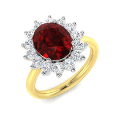 4.30Carat D-E/VS Lab Grown Ruby & Diamond Engagement Ring 9k Two Tone Ready To Ship
