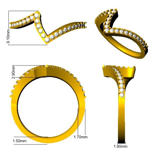 Zigzag Diamond Wishbone Ring – Crown Style Chevron Band